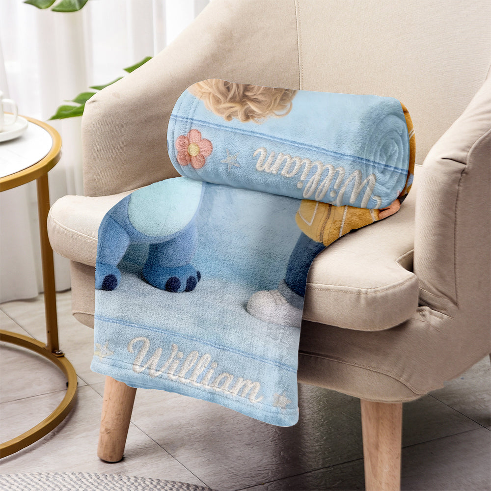 Blue Alien Friend - Personalized Ohana Blanket