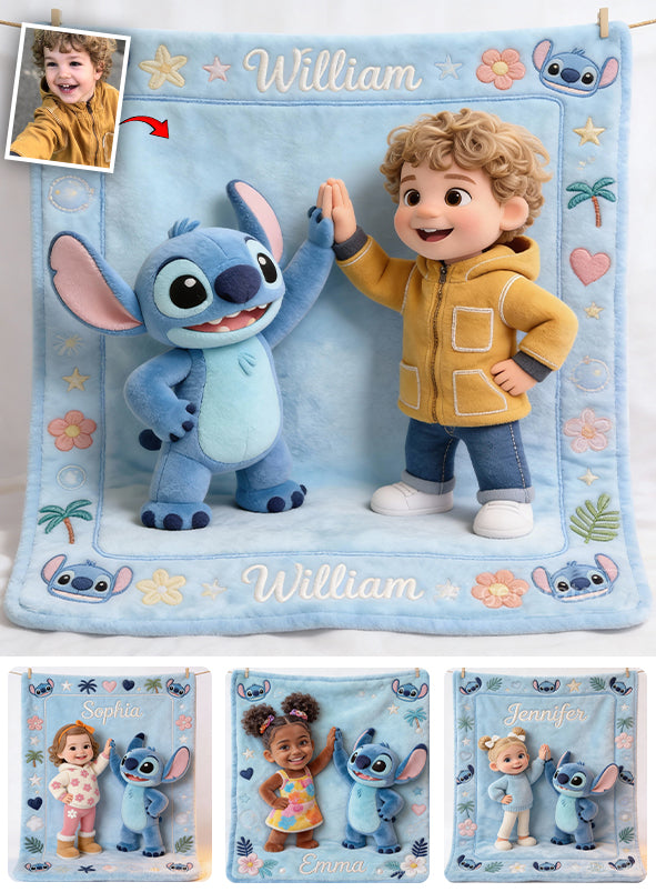 Blue Alien Friend - Personalized Ohana Blanket