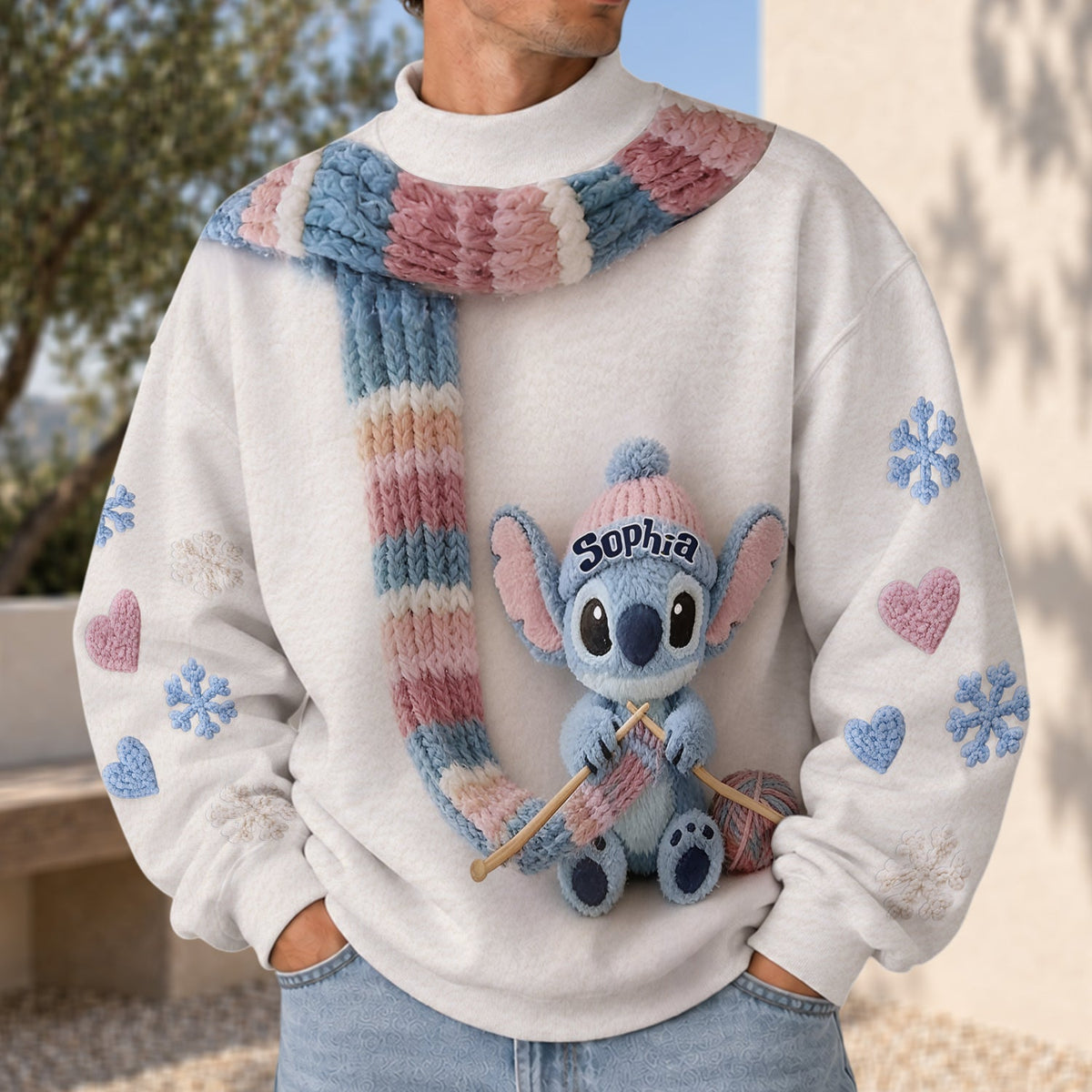 Blue Monster - Personalized Ohana Mock Neck Sweatshirt