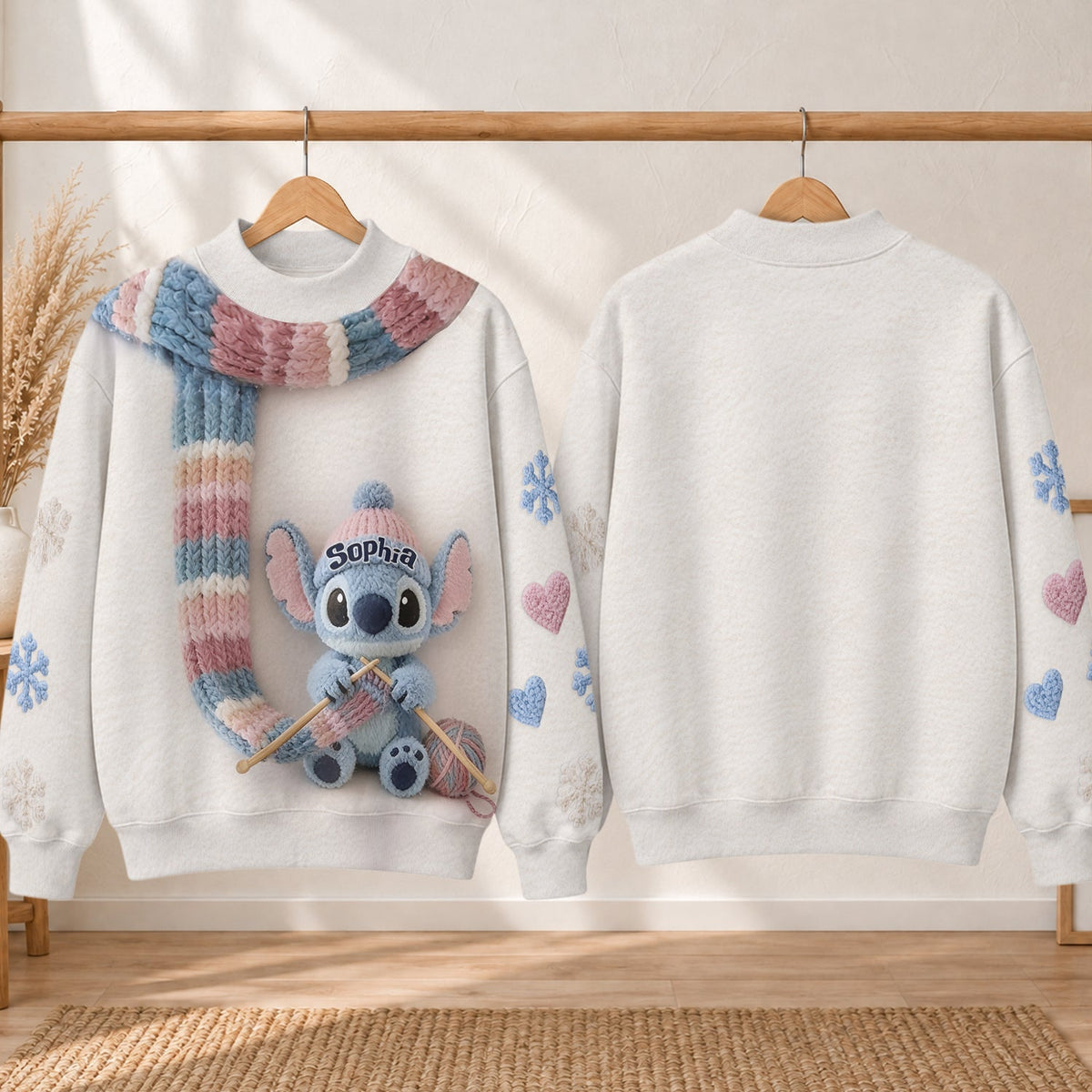Blue Monster - Personalized Ohana Mock Neck Sweatshirt