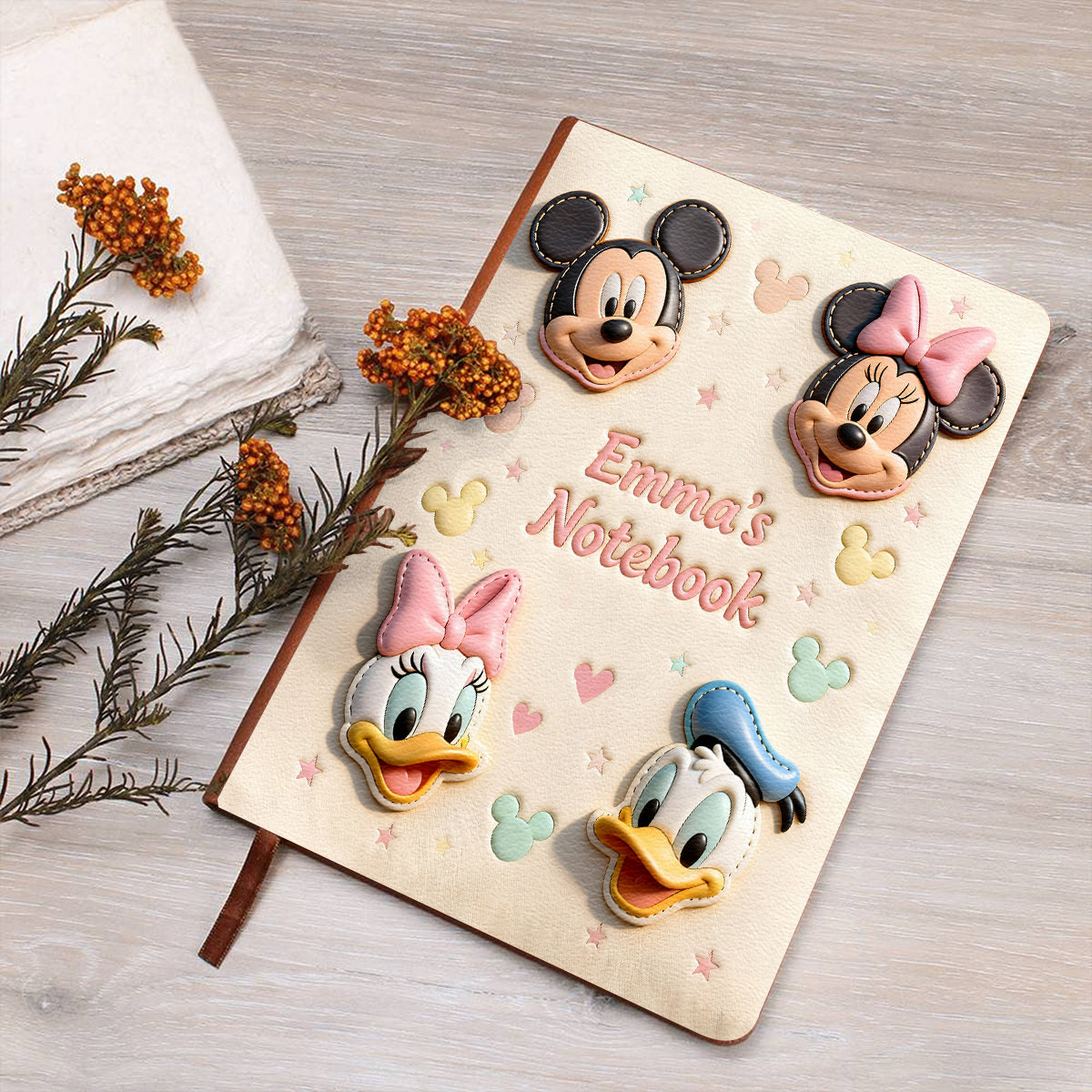 Magical Friends Notebook - Personalized Mouse Leather Journal