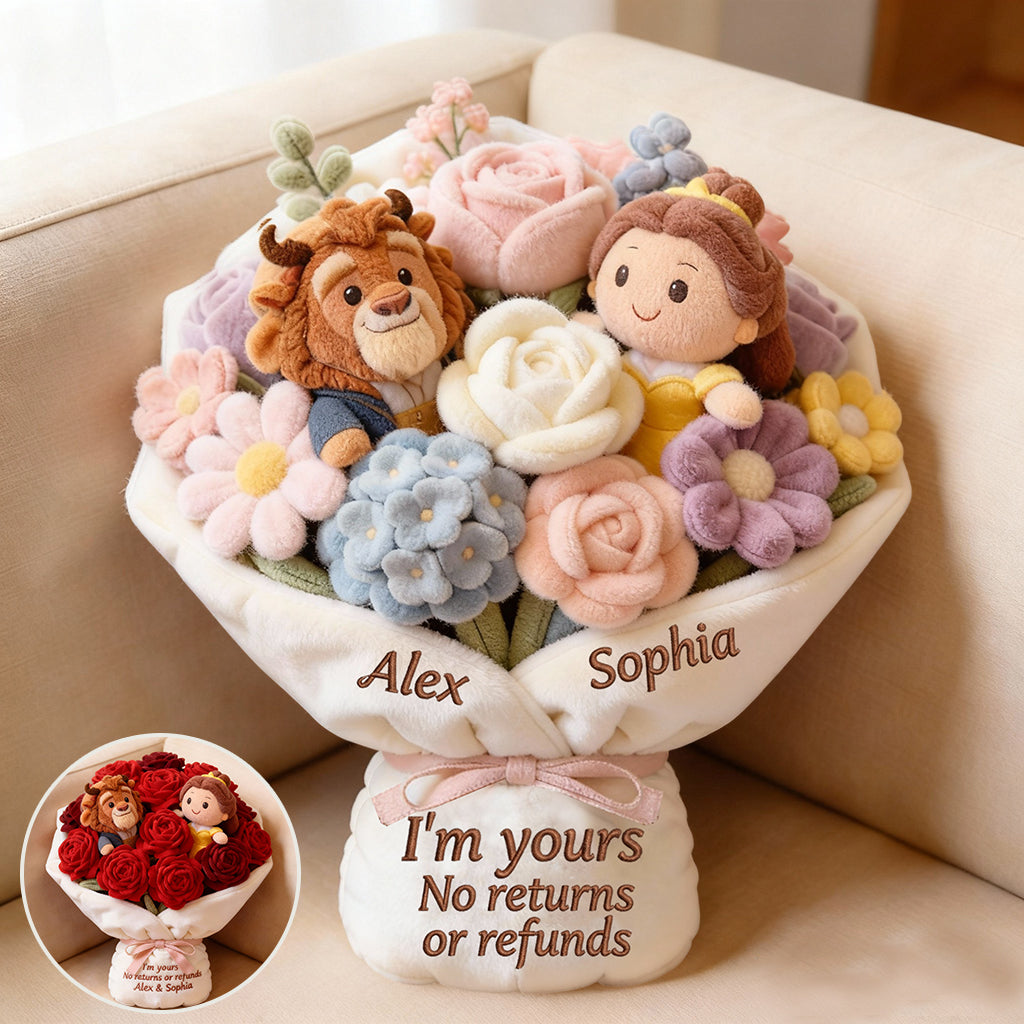 You And Me We Got This Red Rose Bouquet - Personalized Mouse Faux Fur Shaped Pillow