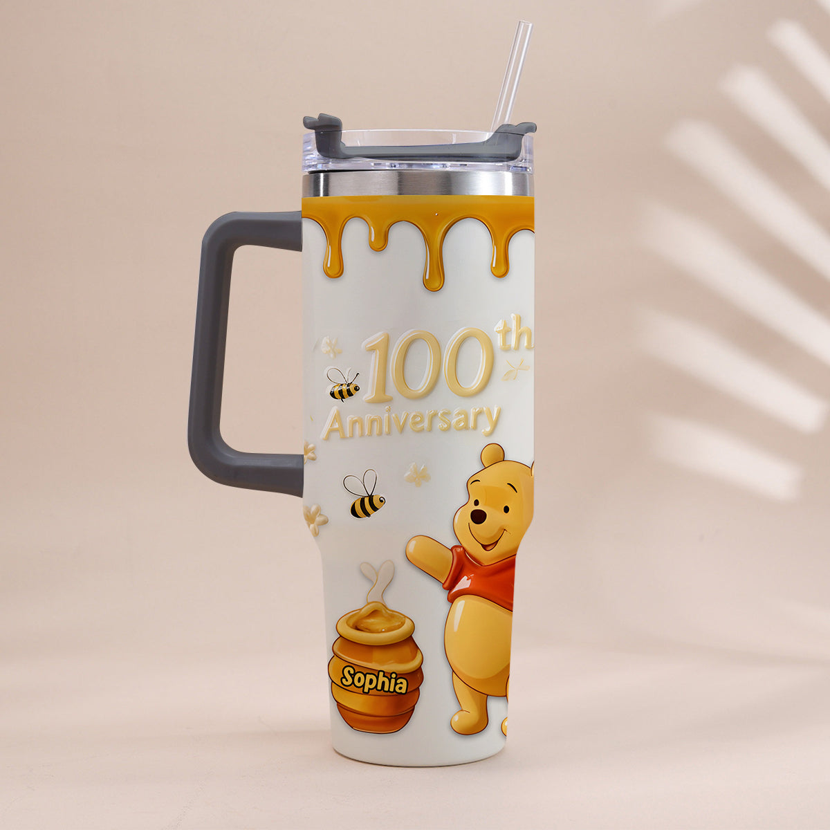 Honey Bear 100th Anniversary - Personalized Mouse Tumbler With Handle