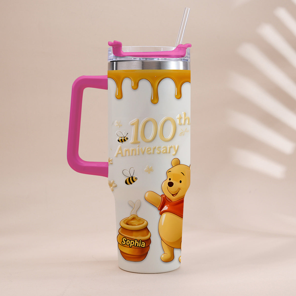 Honey Bear 100th Anniversary - Personalized Mouse Tumbler With Handle