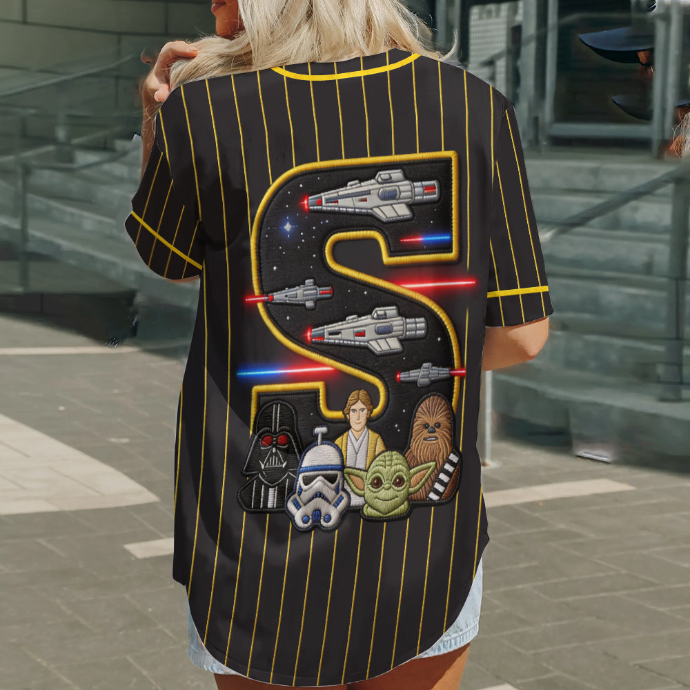 The Force Alphabet Letter - Personalized The Force Baseball Jersey