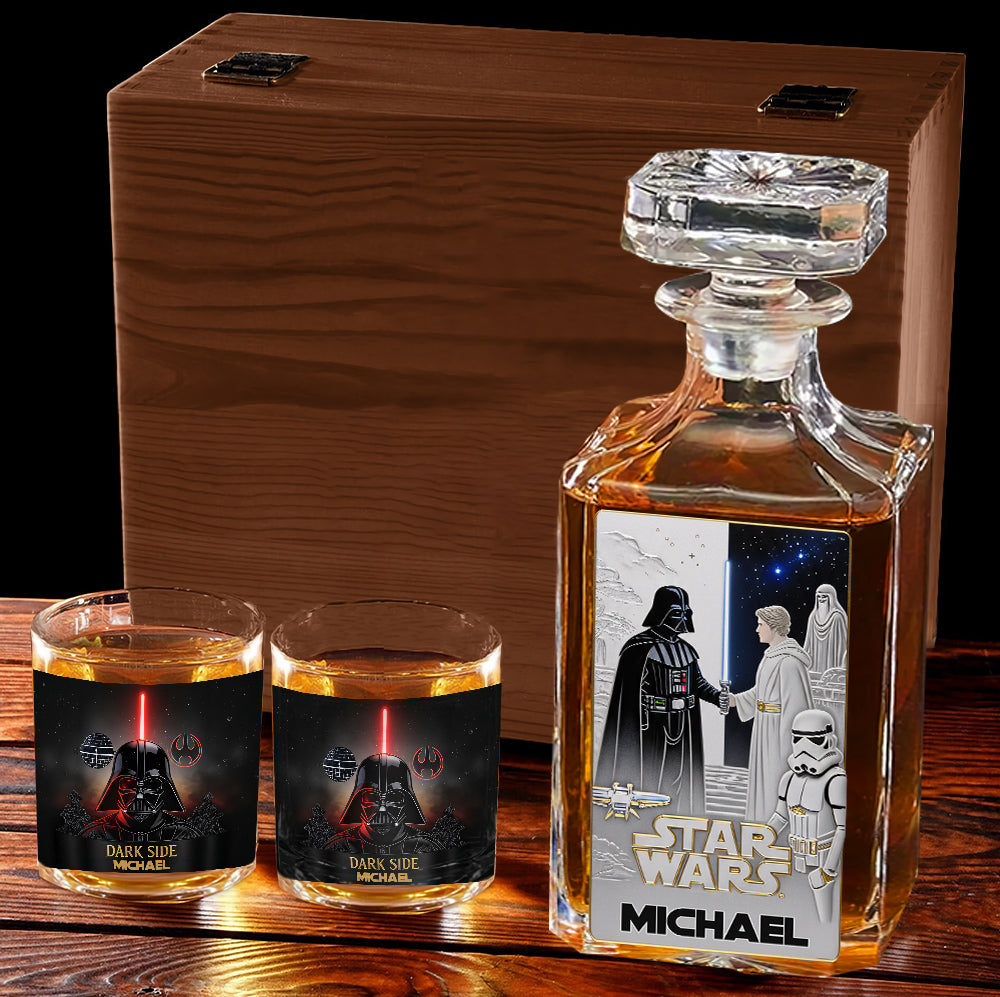 The Ultimate Light & Dark Side Spirit - Personalized The Force Whiskey Decanter Set