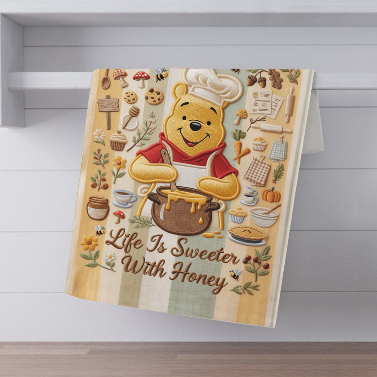 Cooking Up Sweet Memories - Personalized Yellow Bear Towel
