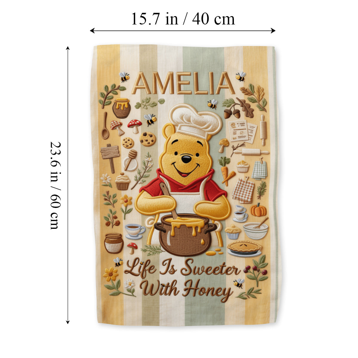 Cooking Up Sweet Memories - Personalized Yellow Bear Towel
