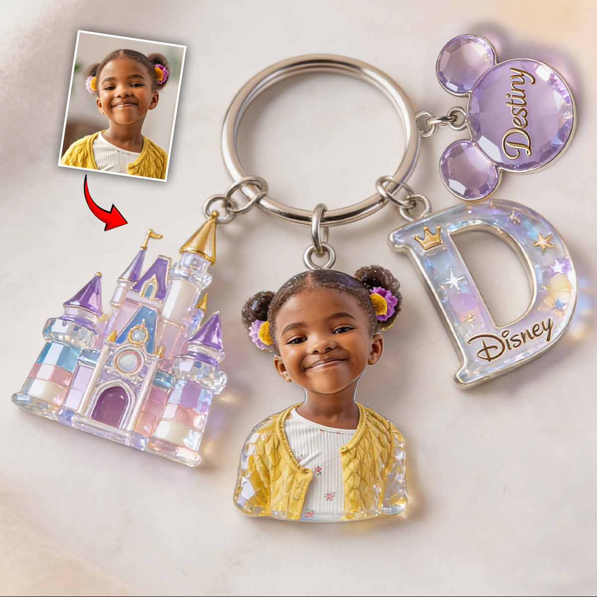 Magic Castle Alphabet Custom From Photo - Personalized Dream Trip Keychain With Charms