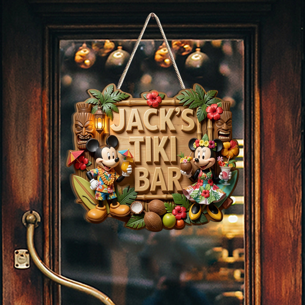 Welcome To The Bar - Personalized Mouse Custom Shaped Wood Sign