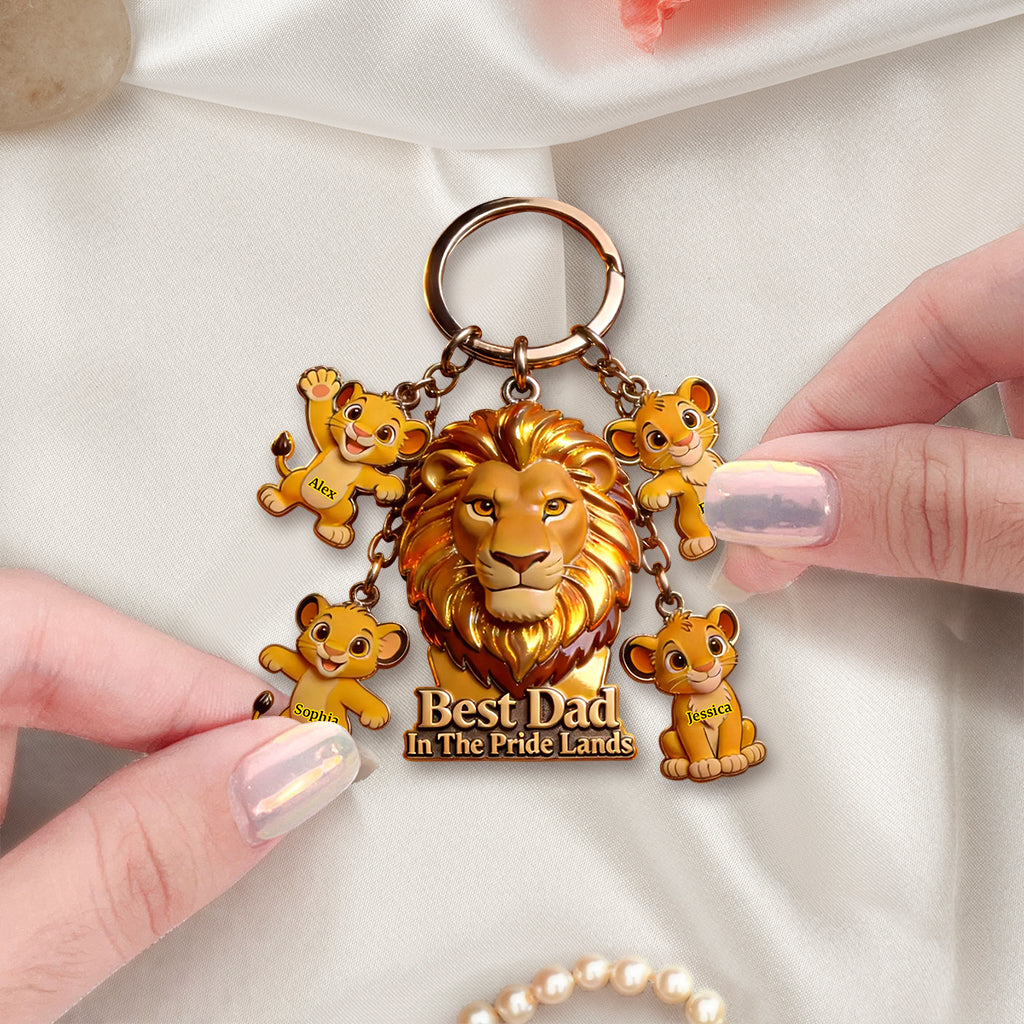 Best Dad In The Pride Land - Personalized Premium Keychain With Charms