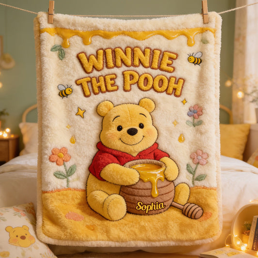 Cute Yellow Bear - Personalized Yellow Bear Blanket
