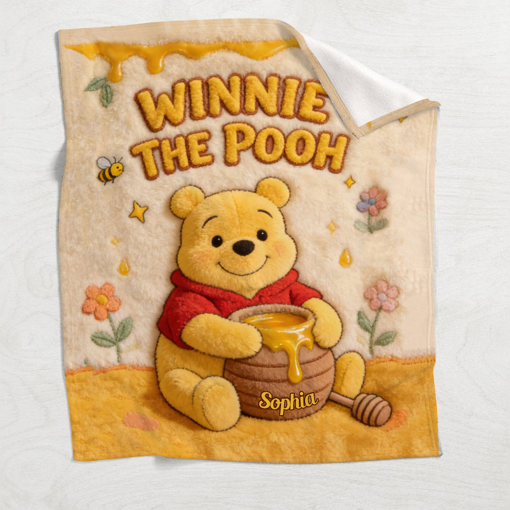 Cute Yellow Bear - Personalized Yellow Bear Blanket
