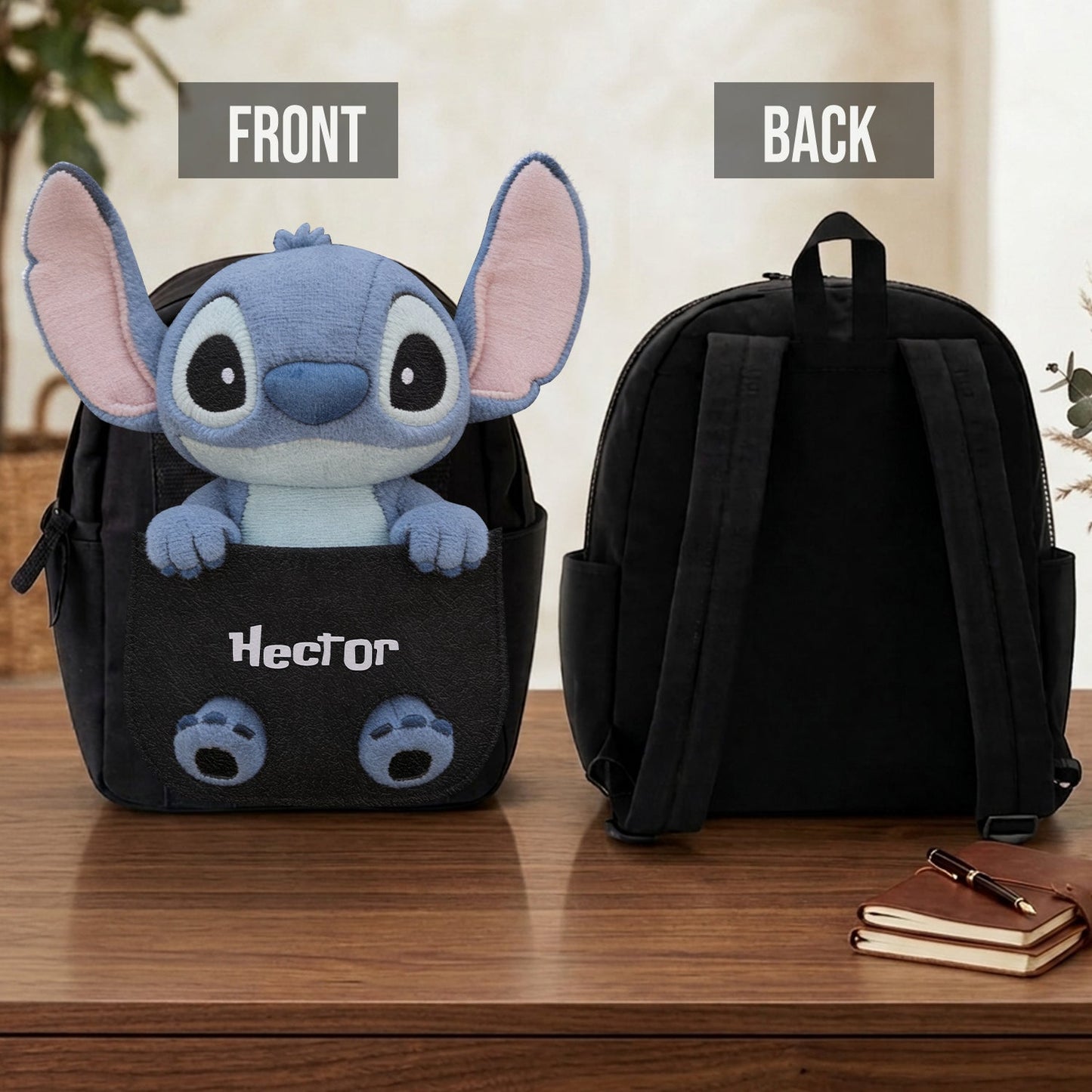 Blue Alien - Personalized Ohana Changeable Leather Patch Backpack