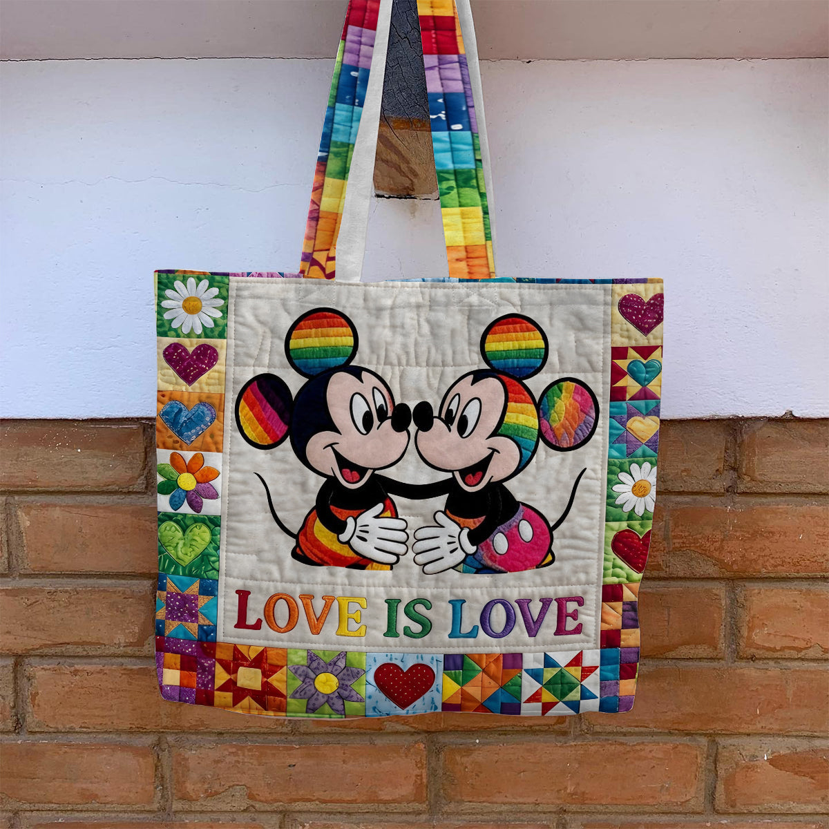 LGBT Pride, Cartoon Mouse - Personalized LGBT Support Quilted Tote Bag
