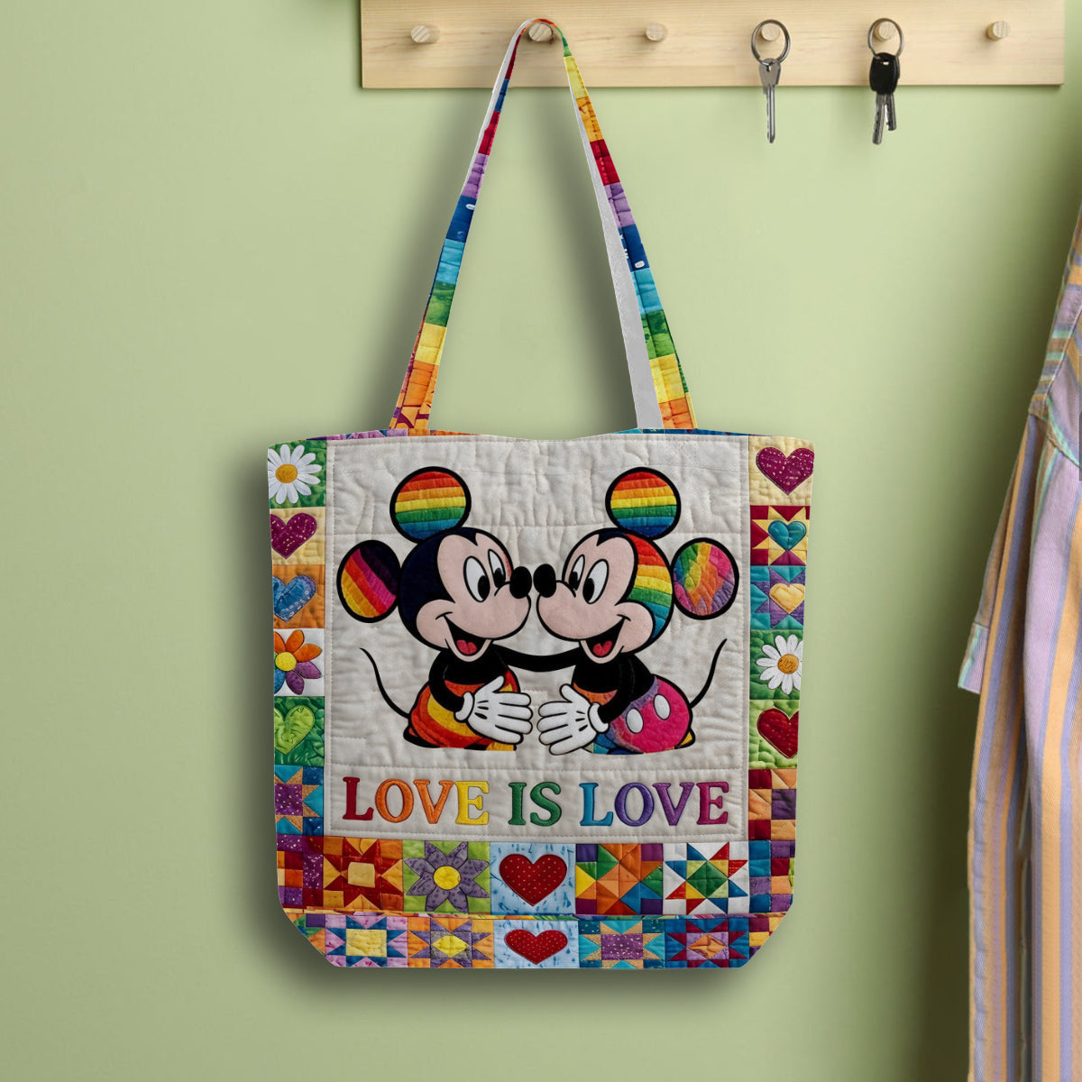 LGBT Pride, Cartoon Mouse - Personalized LGBT Support Quilted Tote Bag