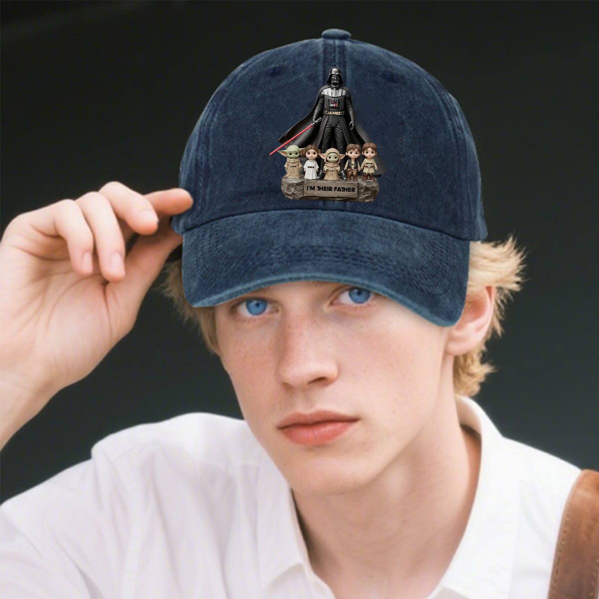 I Am Their Father - Personalized The Force Washed Denim Cap