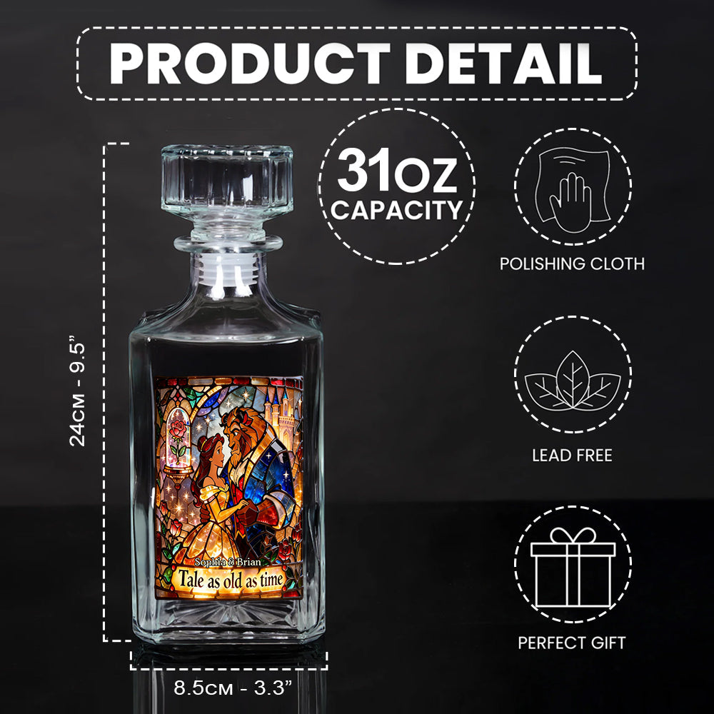 Romantic Fairy Tales - Personalized Beauty And The Beast Whiskey Decanter Set