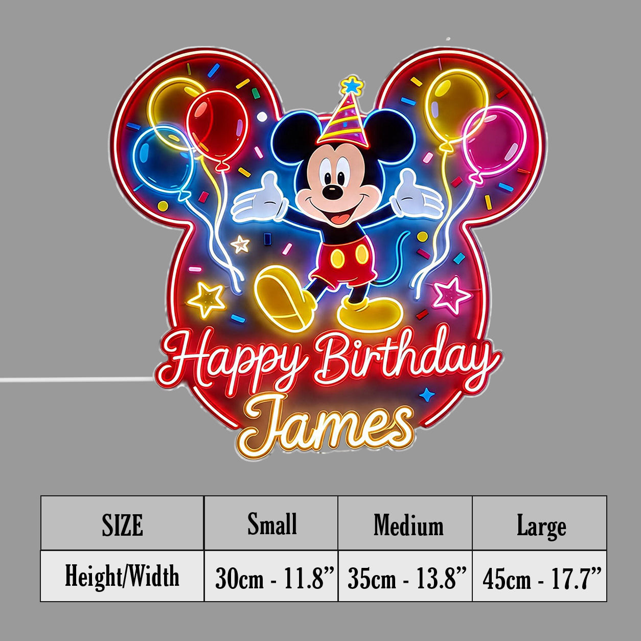Happy Birthday - Personalized Mouse Neon LED Light Sign