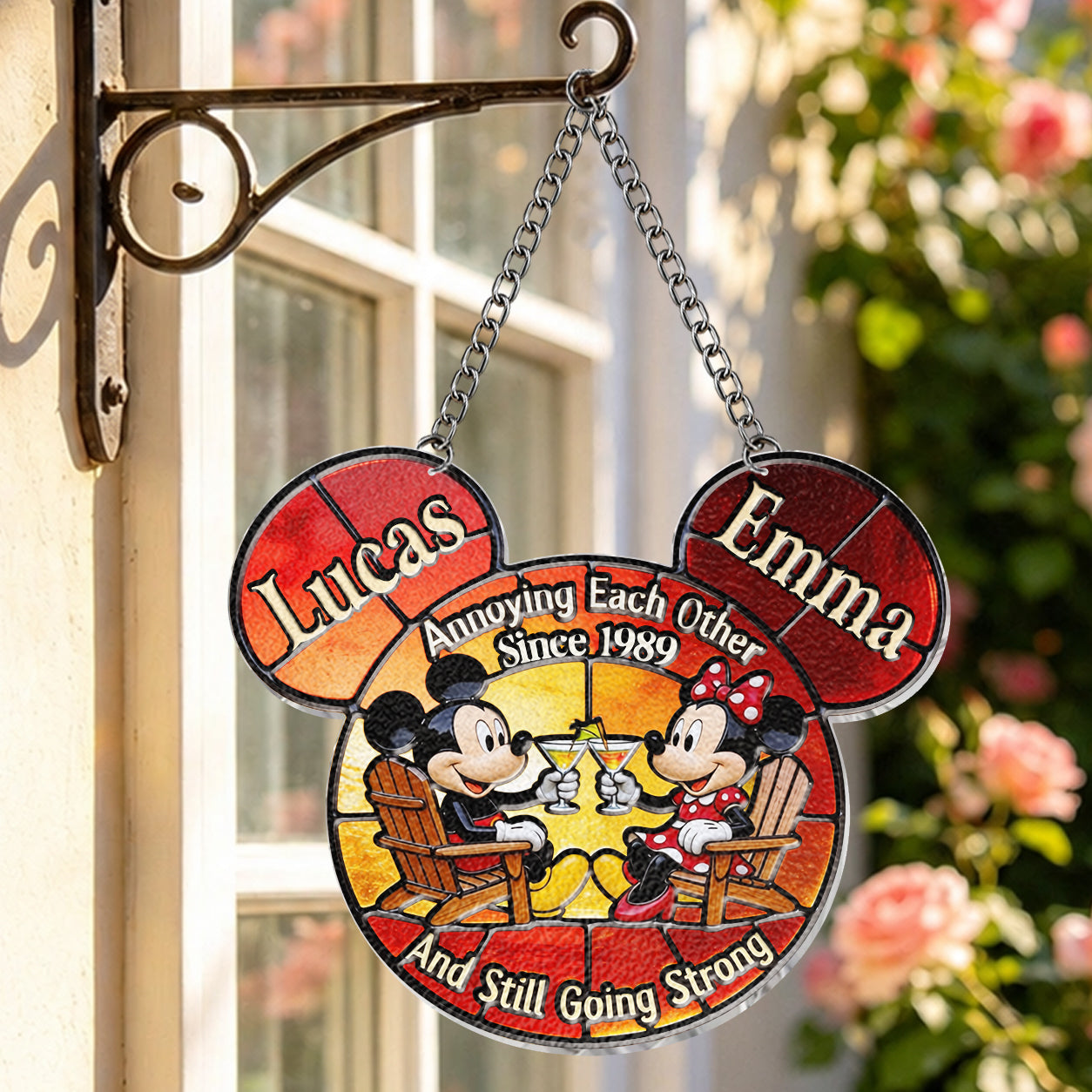 Magical Couple - Personalized Mouse 3D Printed Glass Suncatcher