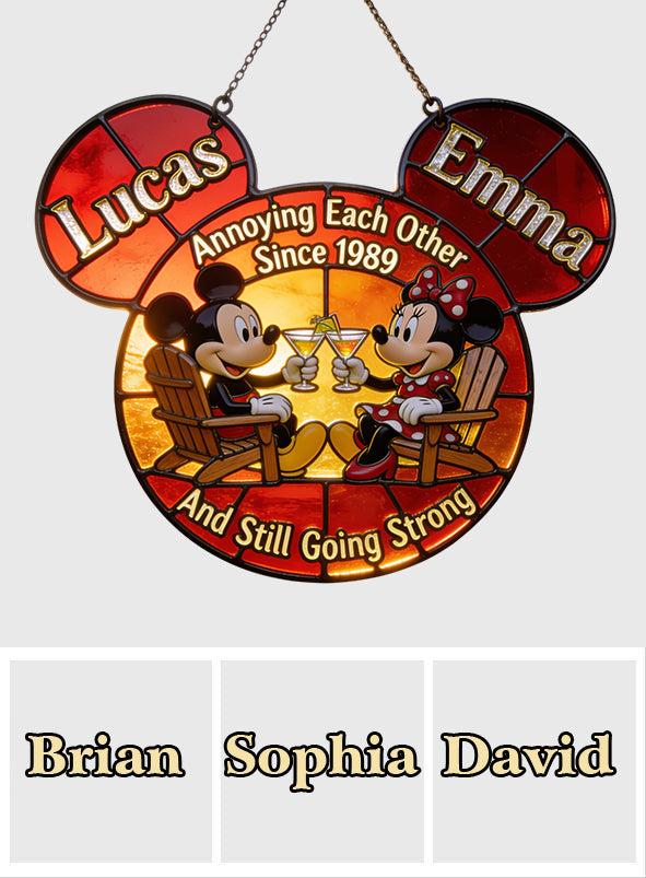 Magical Couple - Personalized Mouse 3D Printed Glass Suncatcher