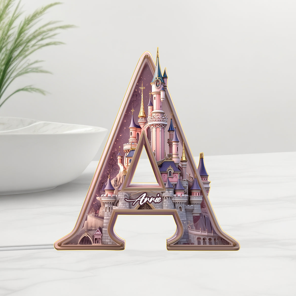 Magical Castle Custom Letter Alphabet - Personalized Mouse Acrylic LED Night Light