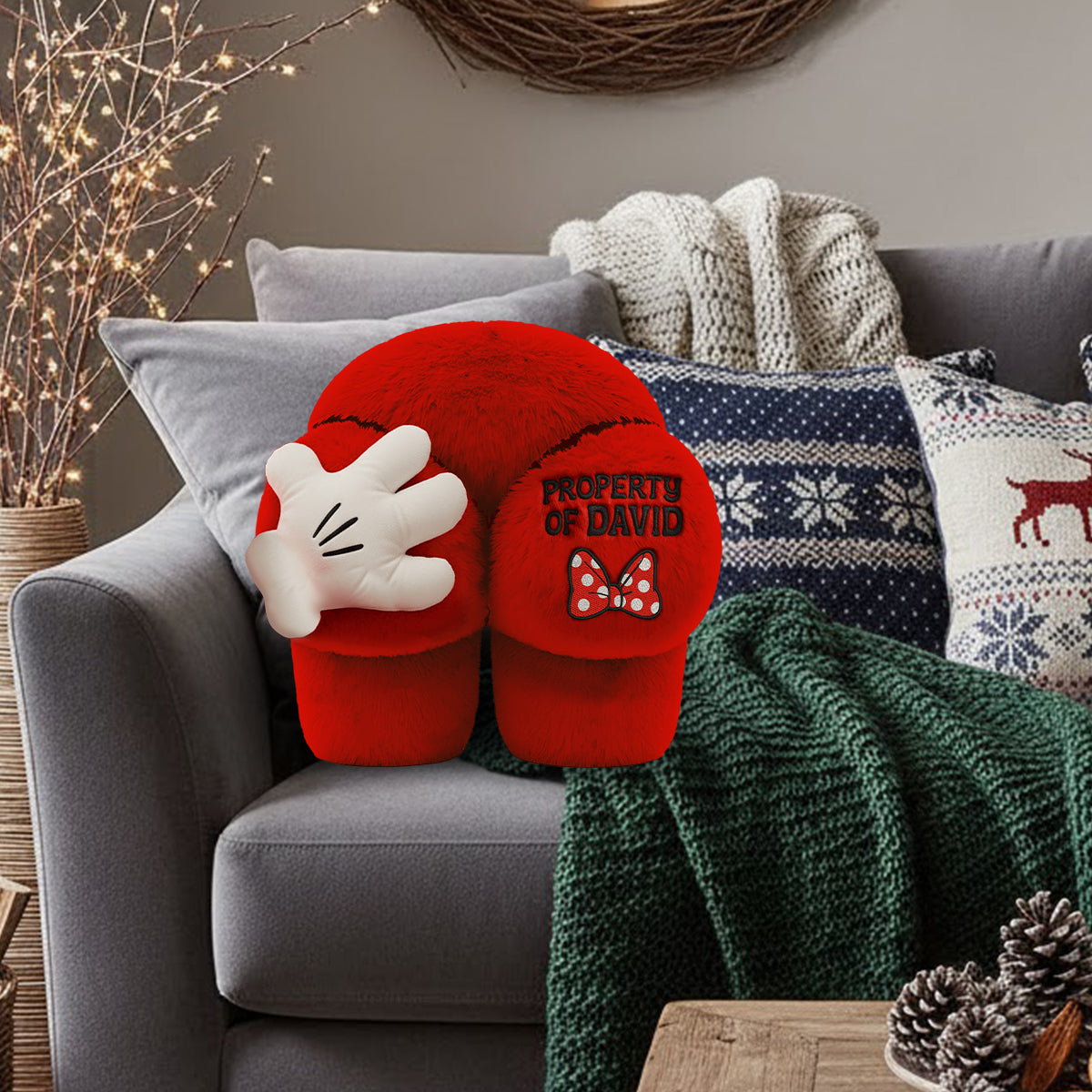Property Of My Man - Personalized Mouse Faux Fur Shaped Pillow