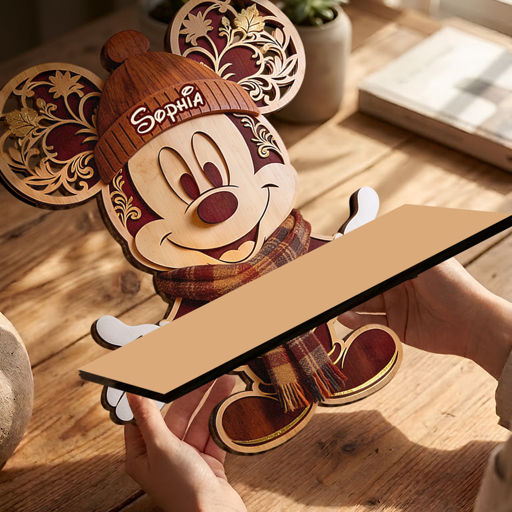 Hello Autum - Personalized Mouse Wooden Floating Shelf