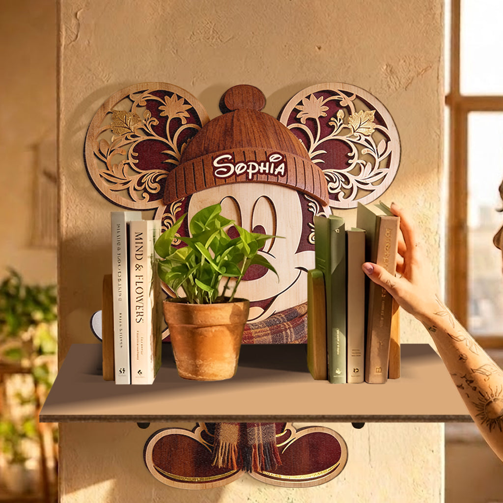 Hello Autum - Personalized Mouse Wooden Floating Shelf