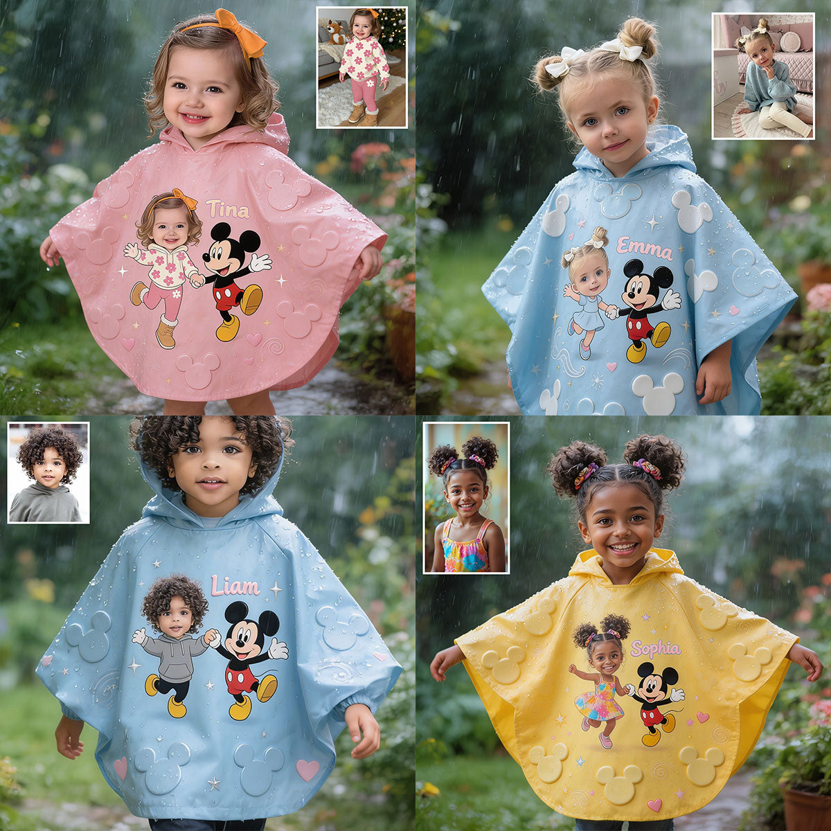 Custom Any Photo - Personalized Mouse Rain Poncho Coat