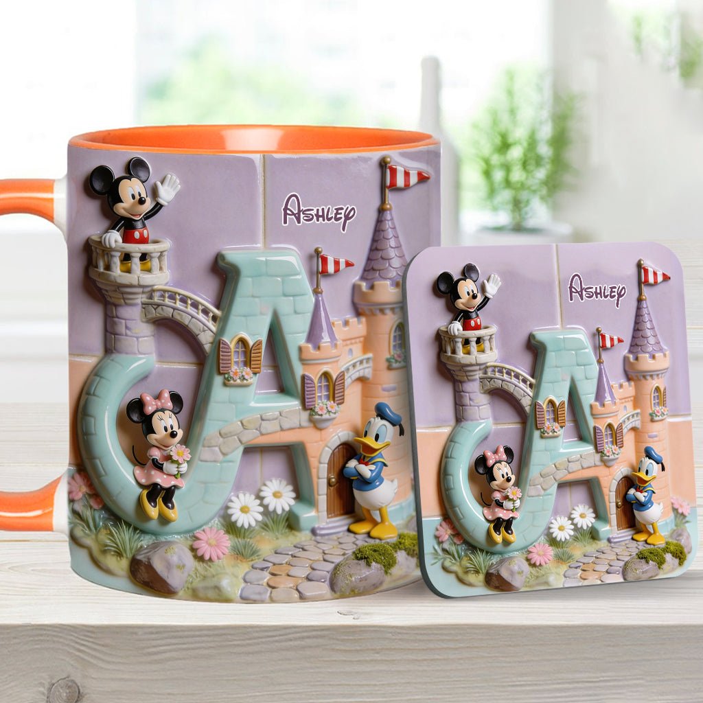 Magical Alphabet Letter Custom Name - Personalized Mouse Accent Mug & Coaster