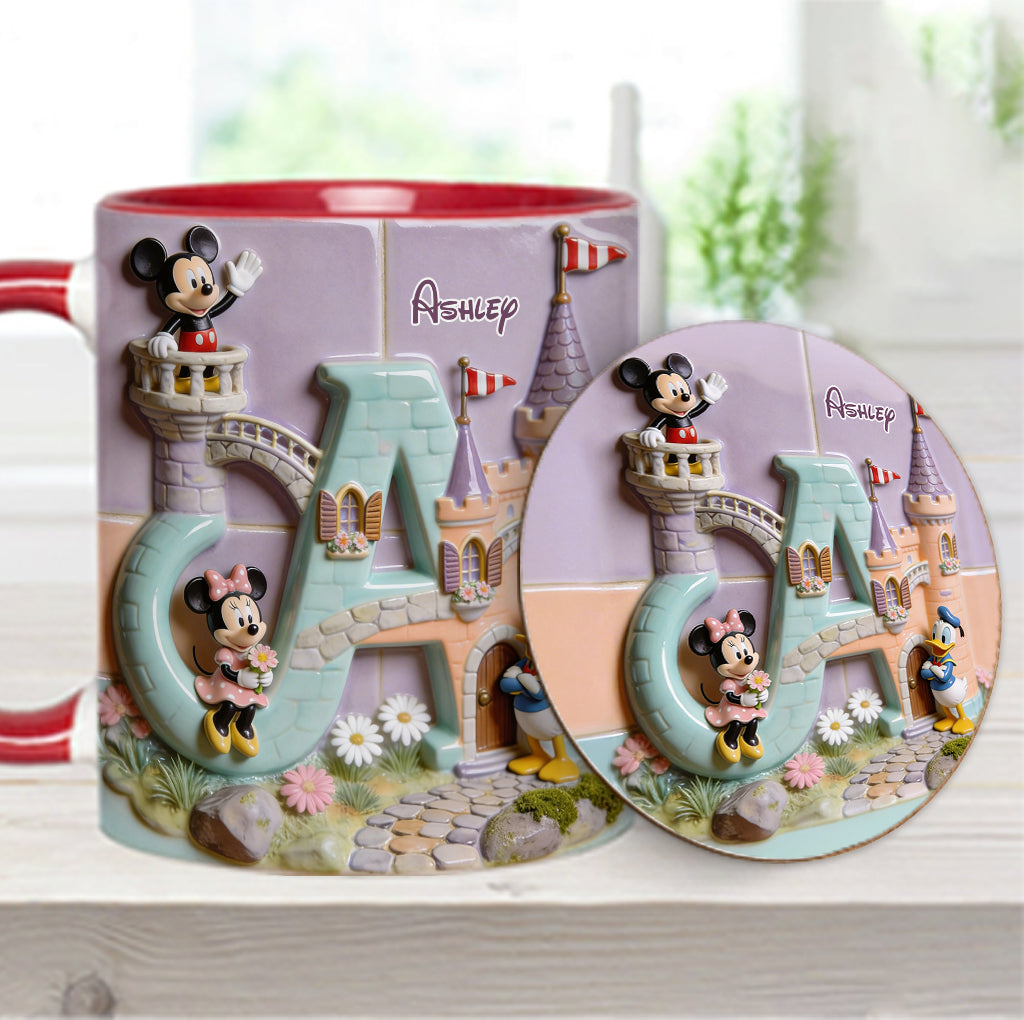 Magical Alphabet Letter Custom Name - Personalized Mouse Accent Mug & Coaster