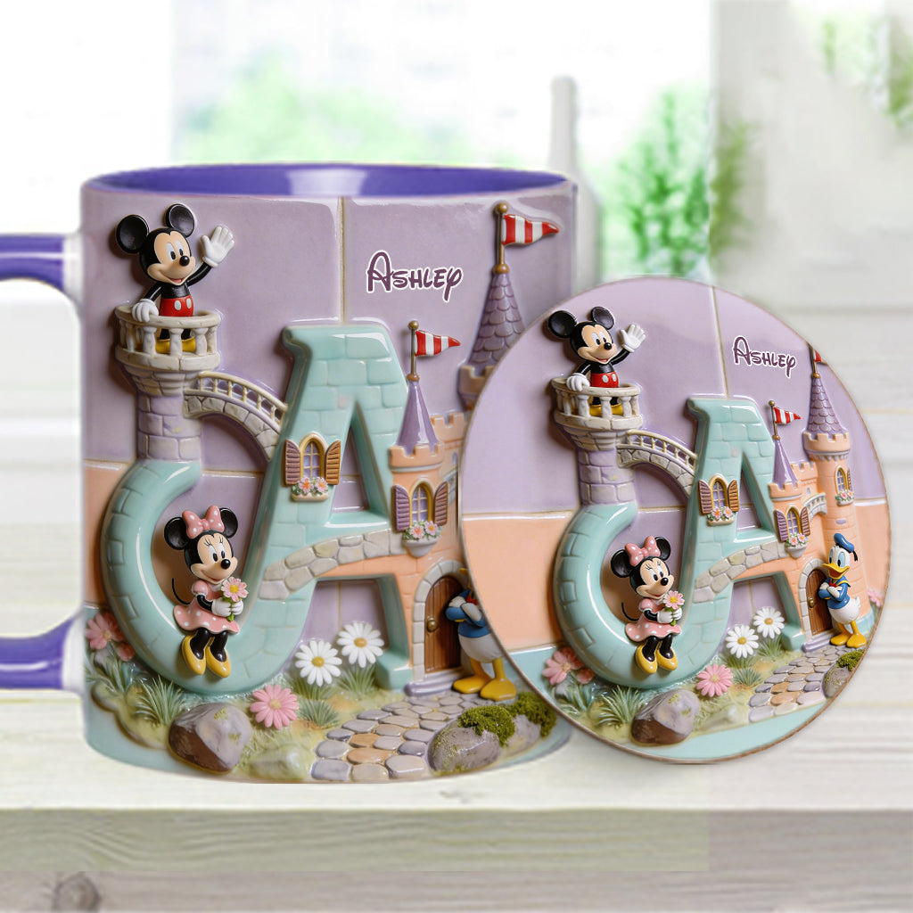 Magical Alphabet Letter Custom Name - Personalized Mouse Accent Mug & Coaster