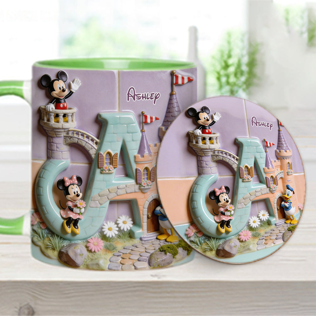 Magical Alphabet Letter Custom Name - Personalized Mouse Accent Mug & Coaster