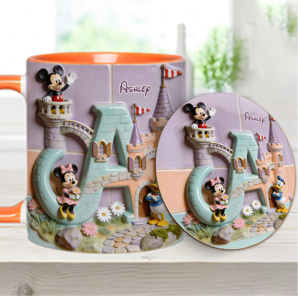 Magical Alphabet Letter Custom Name - Personalized Mouse Accent Mug & Coaster