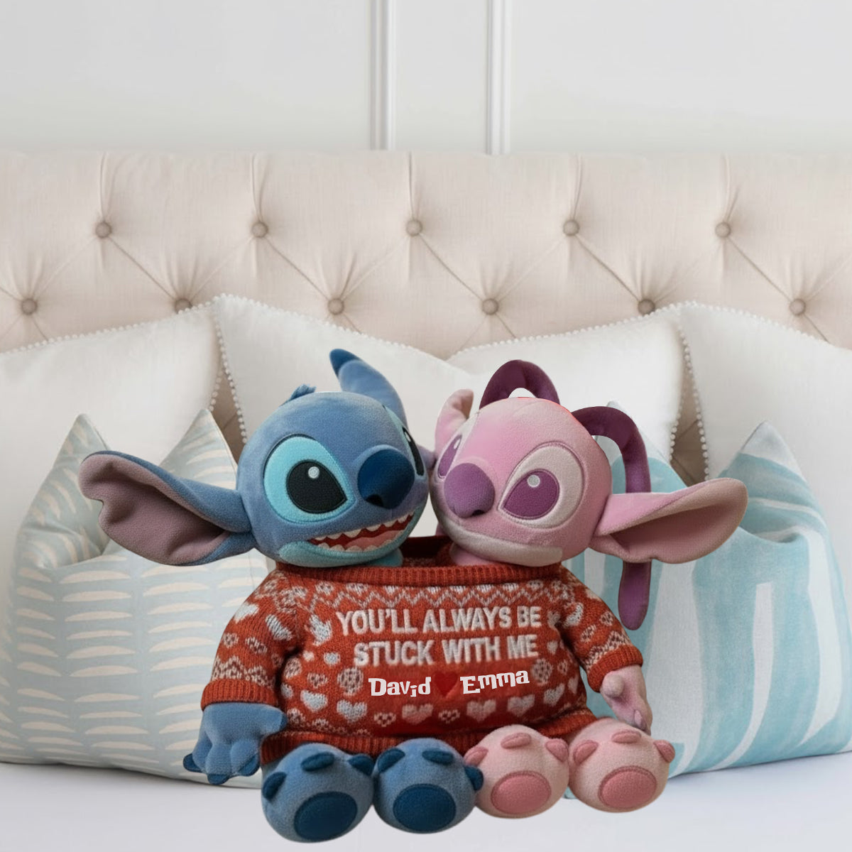 You Always Be Stuck With Me - Personalized Ohana Faux Fur Shaped Pillow