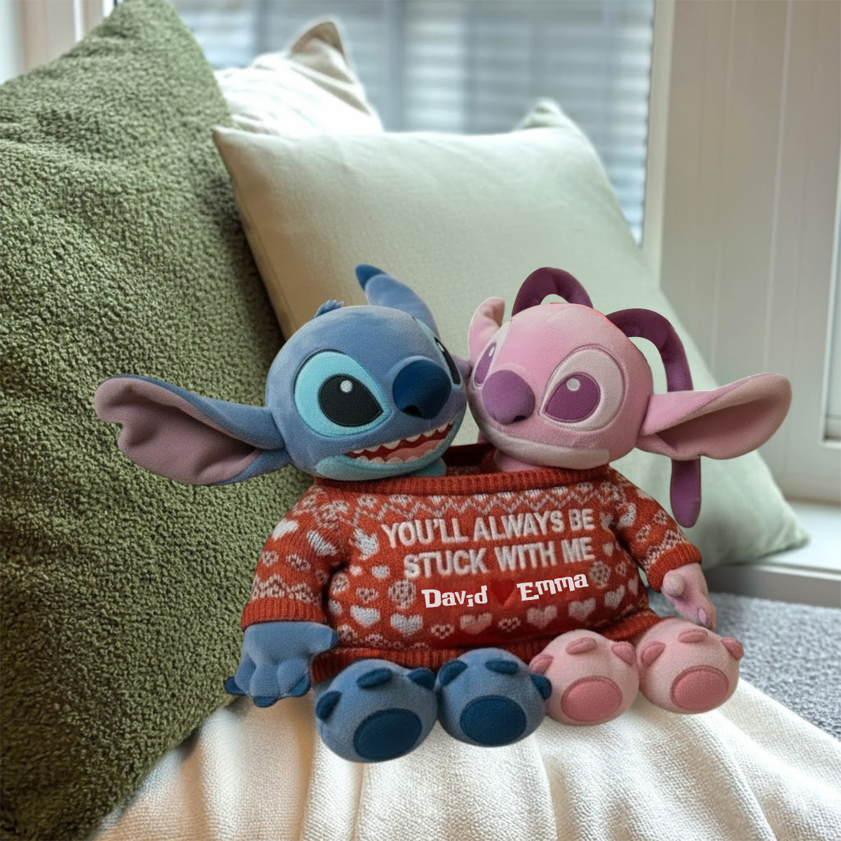 You Always Be Stuck With Me - Personalized Ohana Faux Fur Shaped Pillow