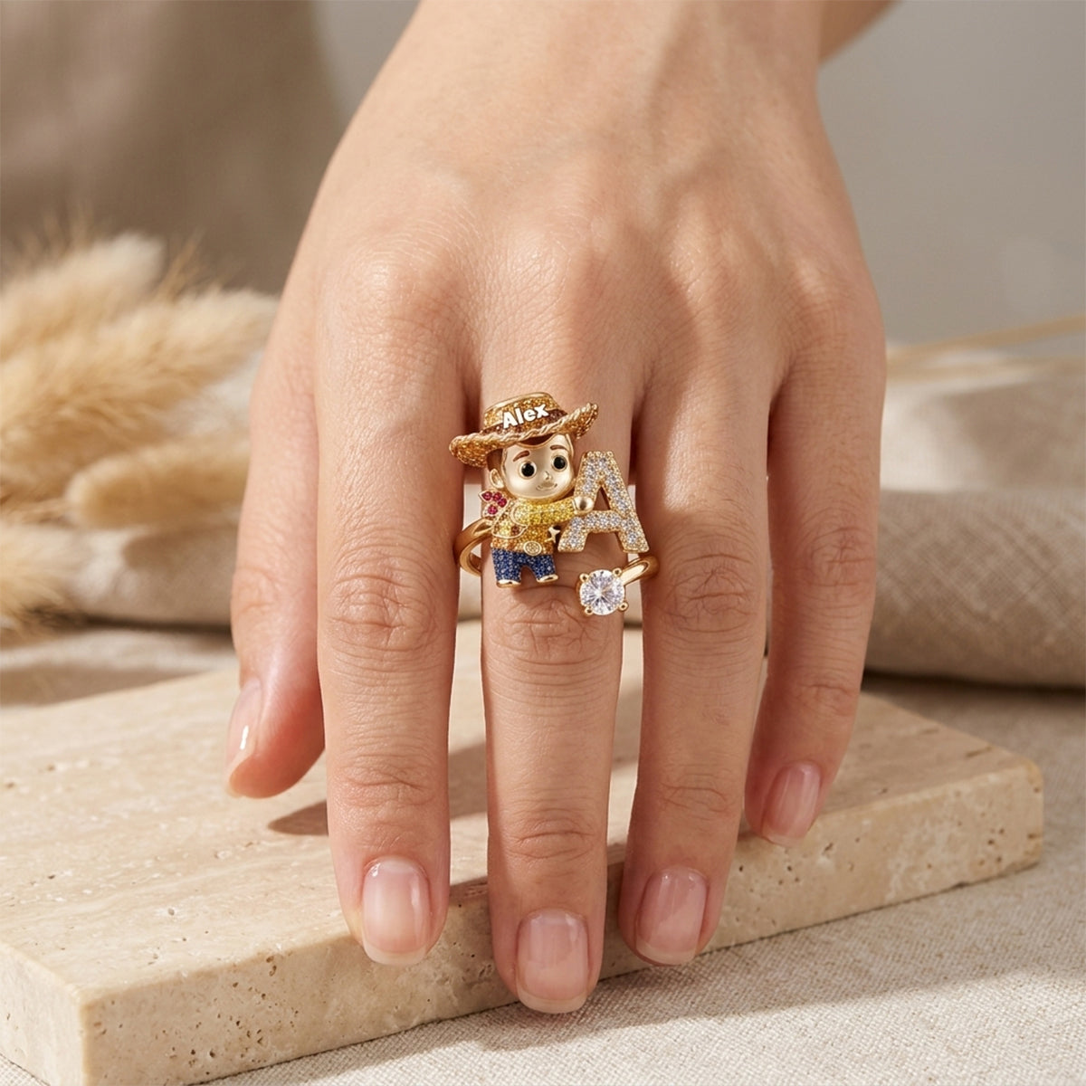 Toy Letter - Personalized Movie For Kids Adjustable Shaped Ring