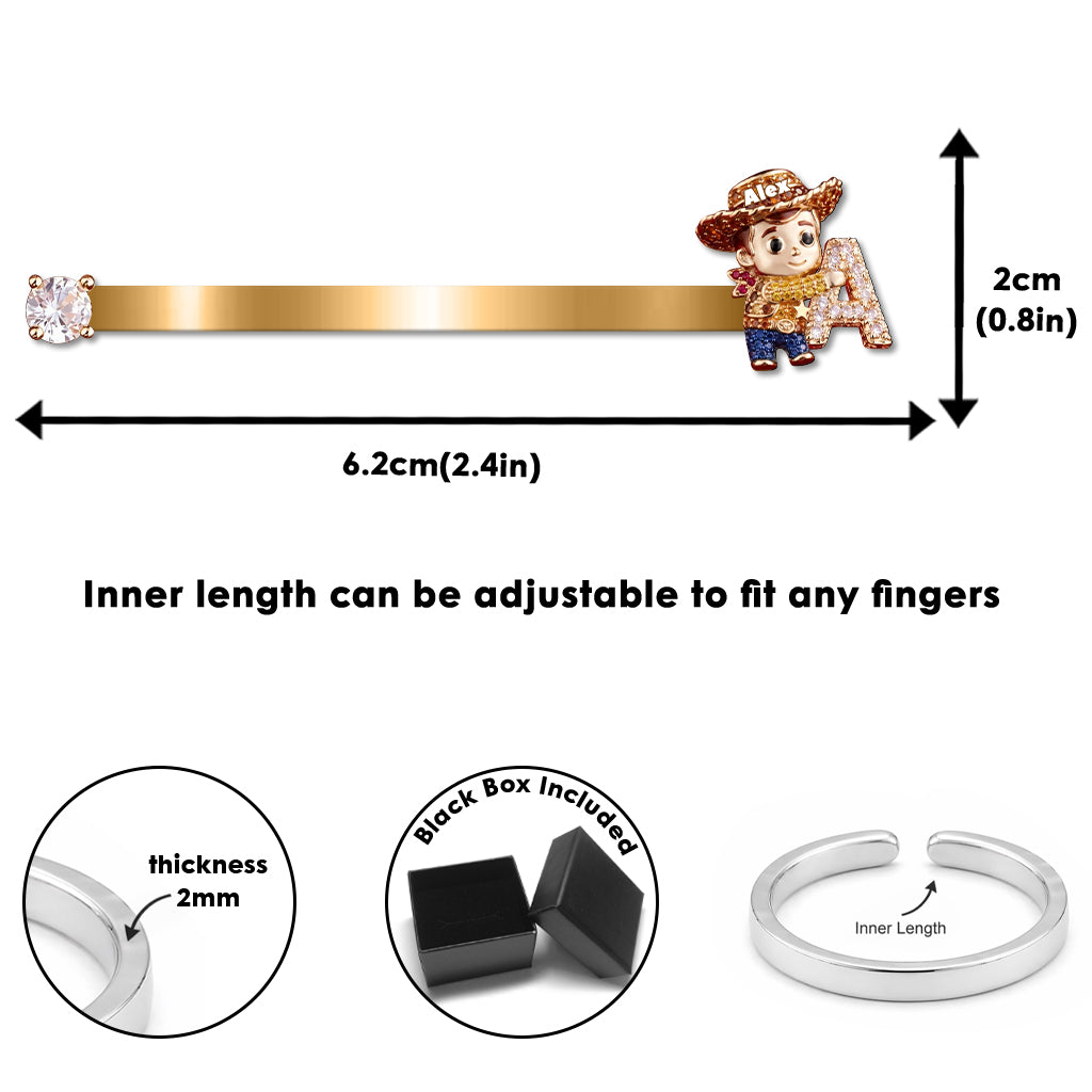 Toy Letter - Personalized Movie For Kids Adjustable Shaped Ring