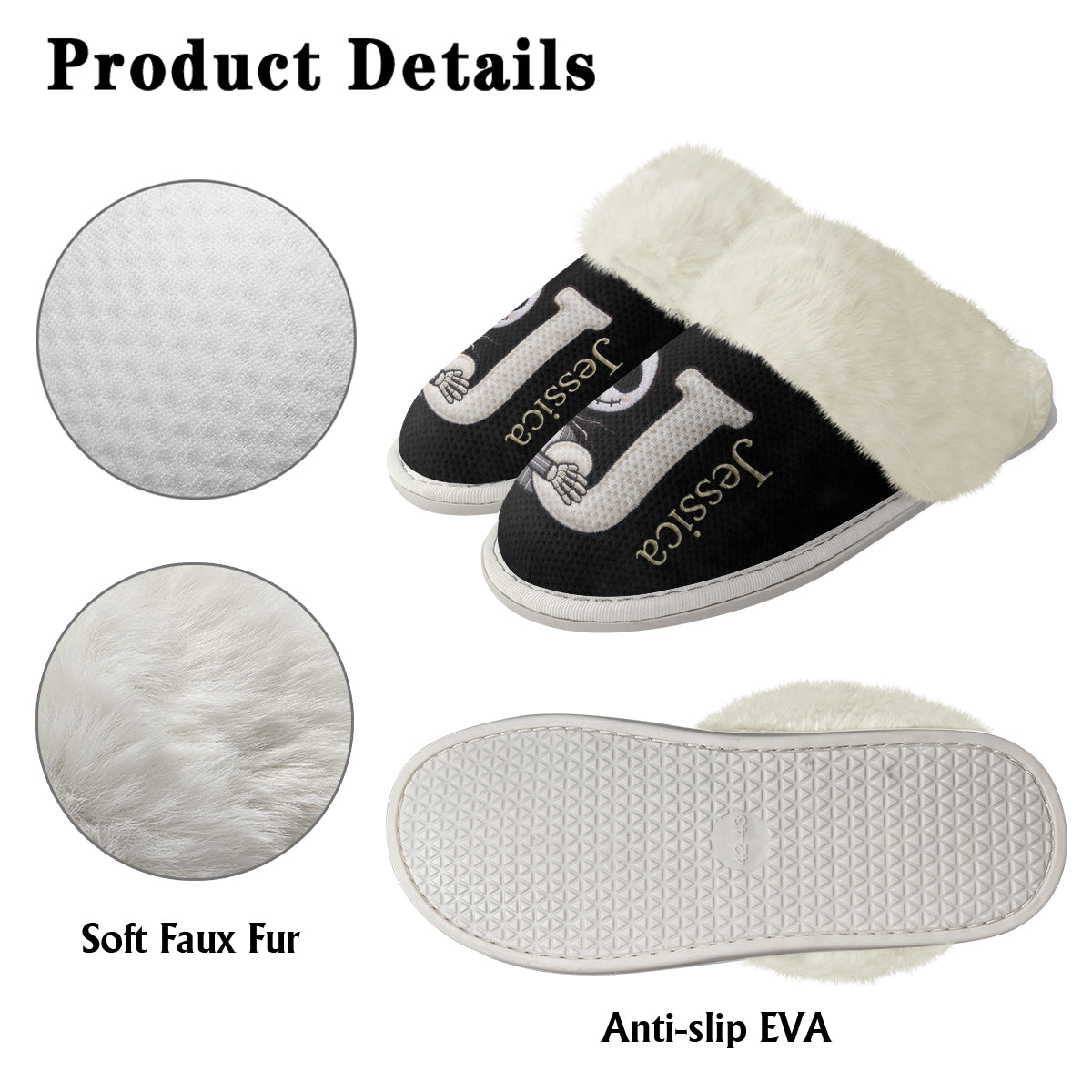 Spooky Monogram Cozy Pair - Personalized Nightmare Slippers With Fur Lining