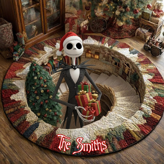 Merry Greenmas - Personalized Nightmare Round Rug