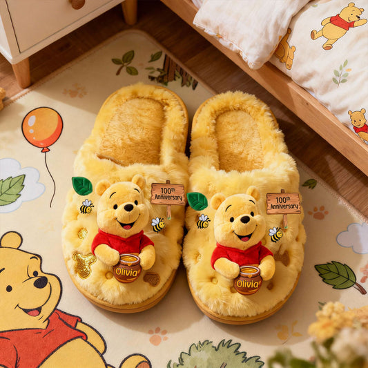 100th Anniversary - Personalized Yellow Bear Slippers