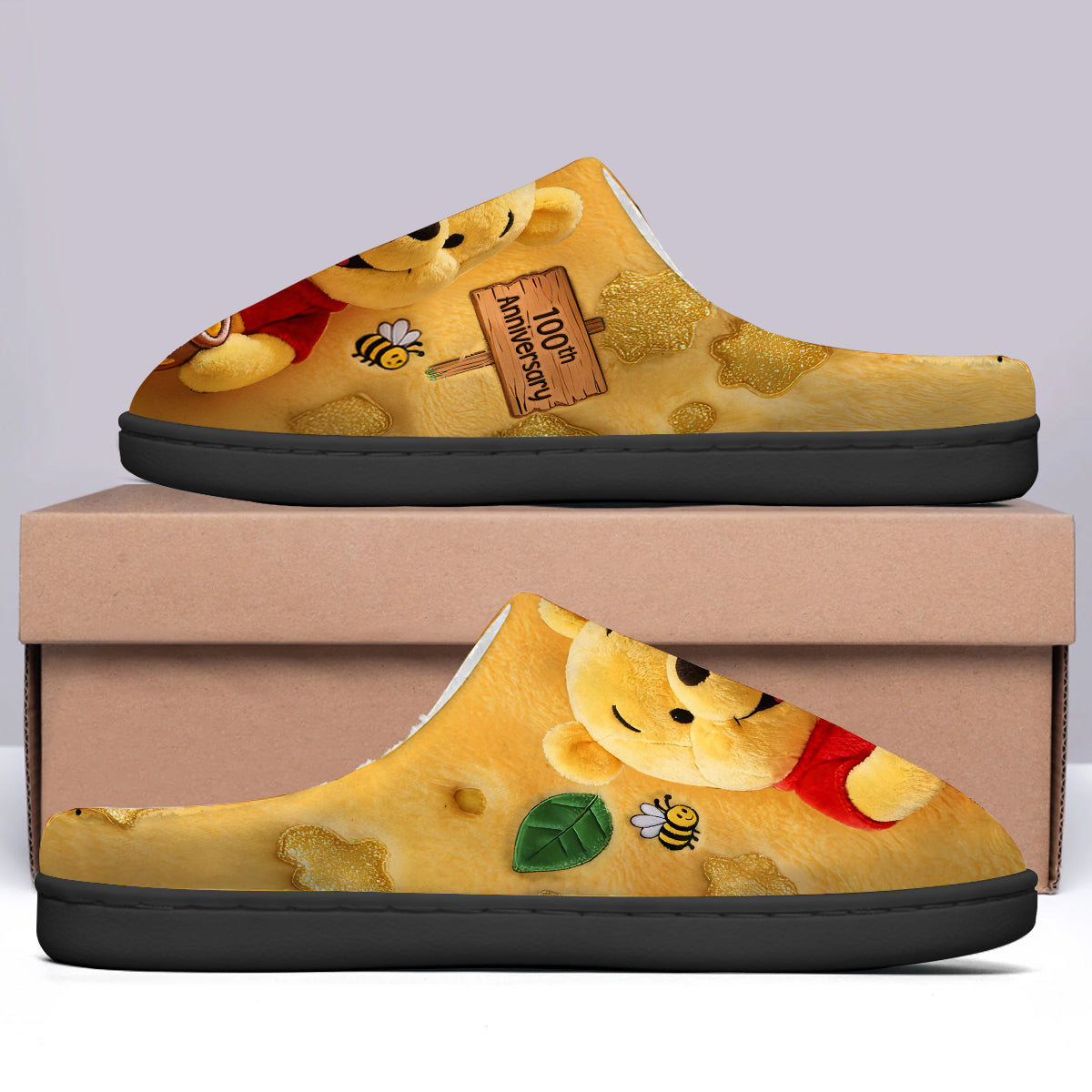100th Anniversary - Personalized Yellow Bear Slippers
