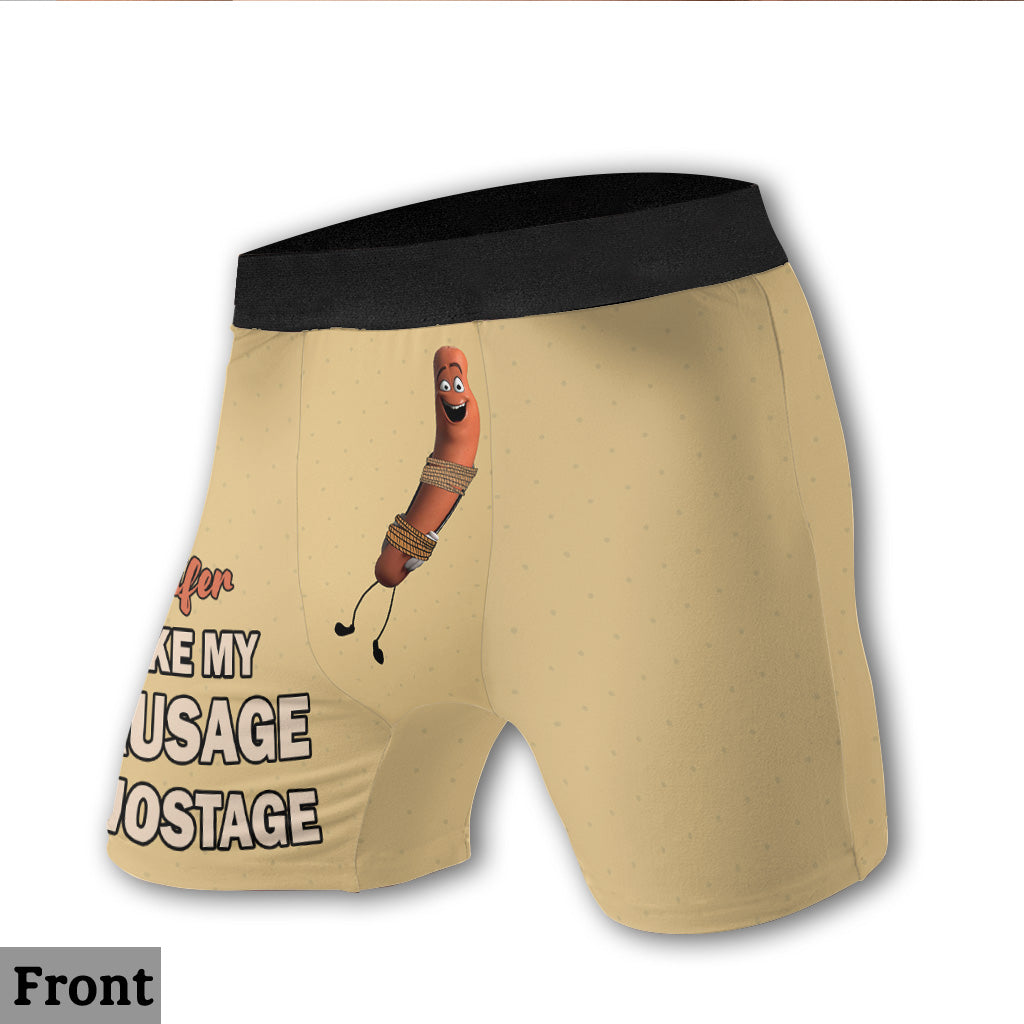 Take My Sausage Hostage - Personalized Couple Men’s Boxer Briefs