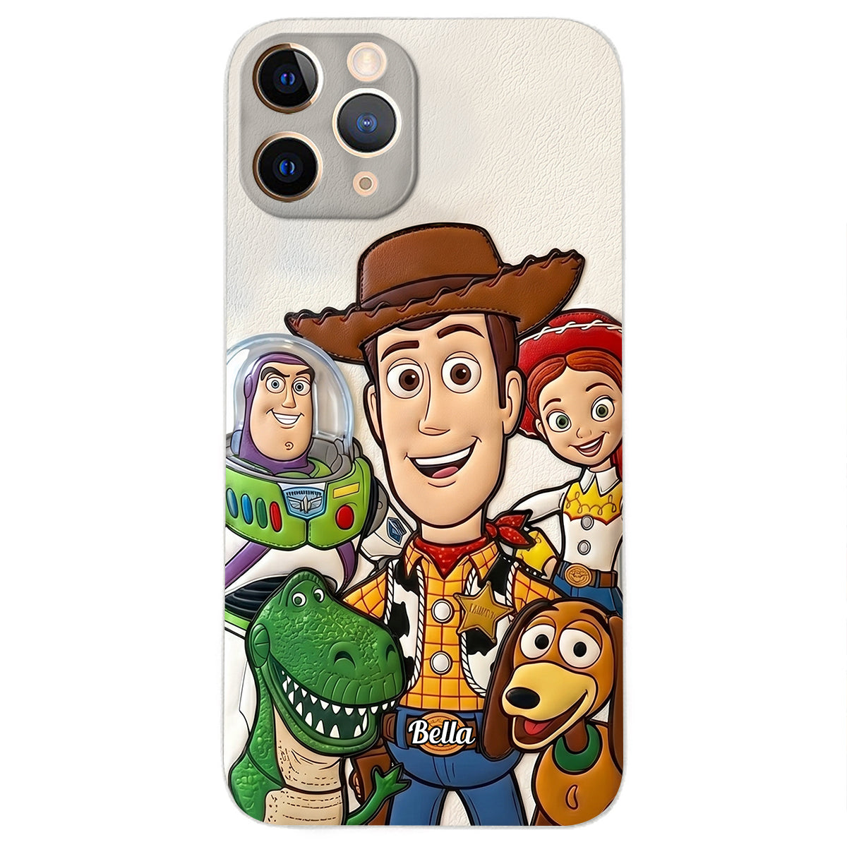 Galaxy And Western Buddy Toy - Personalized Movie For Kids 3D Embossed Leather Phone Case