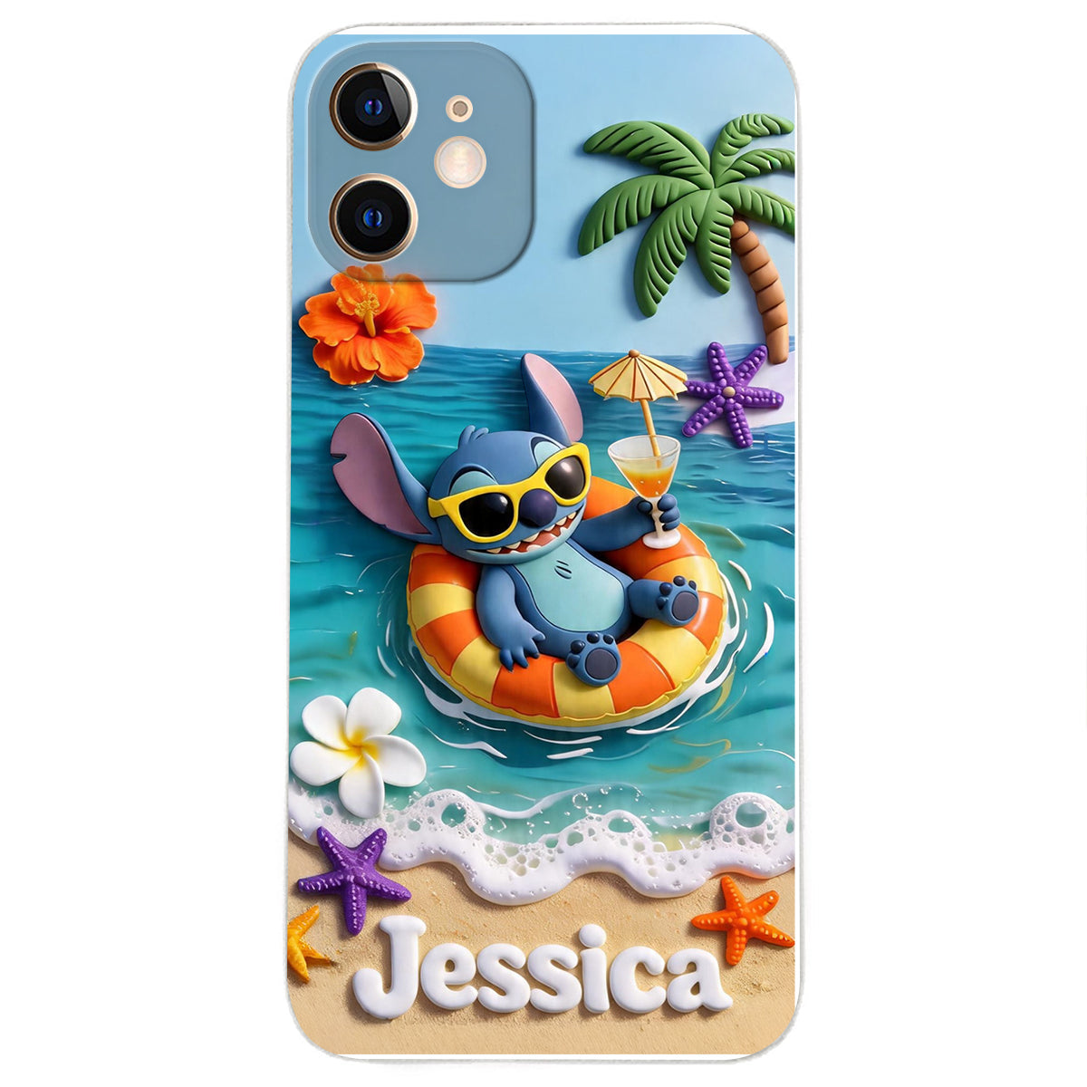 Ohana Tropical Beach - Personalized Ohana 3D Embossed Leather Phone Case
