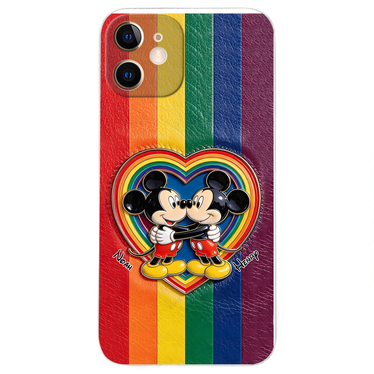 LGBT Cartoon Mouse, Pride Month - Personalized LGBT Support 3D Embossed Leather Phone Case