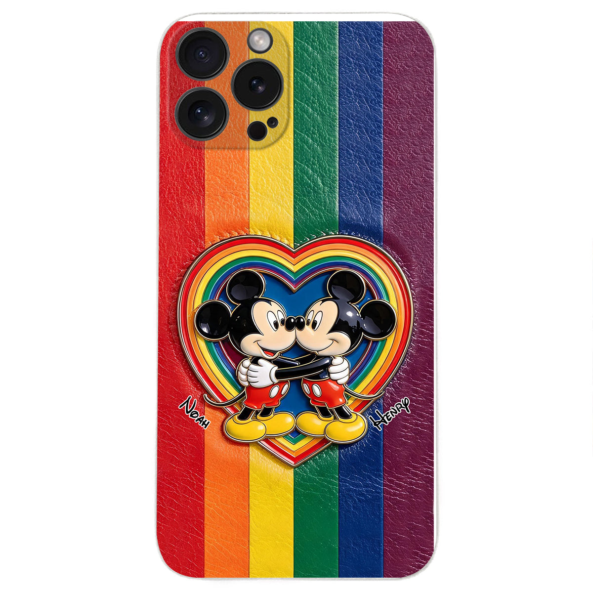 LGBT Cartoon Mouse, Pride Month - Personalized LGBT Support 3D Embossed Leather Phone Case