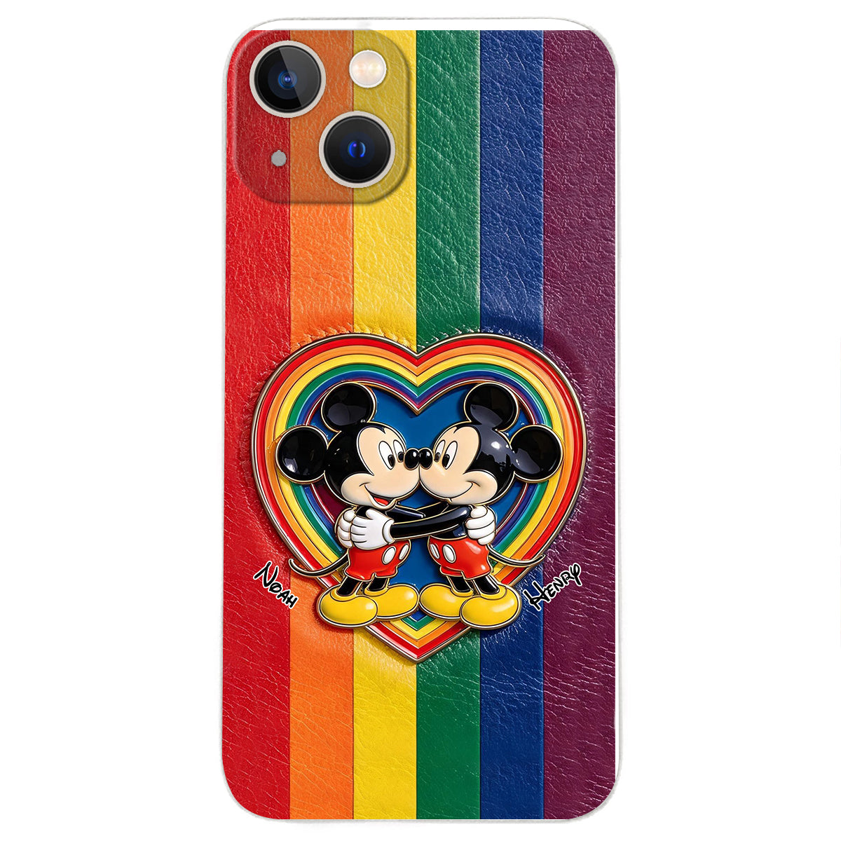 LGBT Cartoon Mouse, Pride Month - Personalized LGBT Support 3D Embossed Leather Phone Case