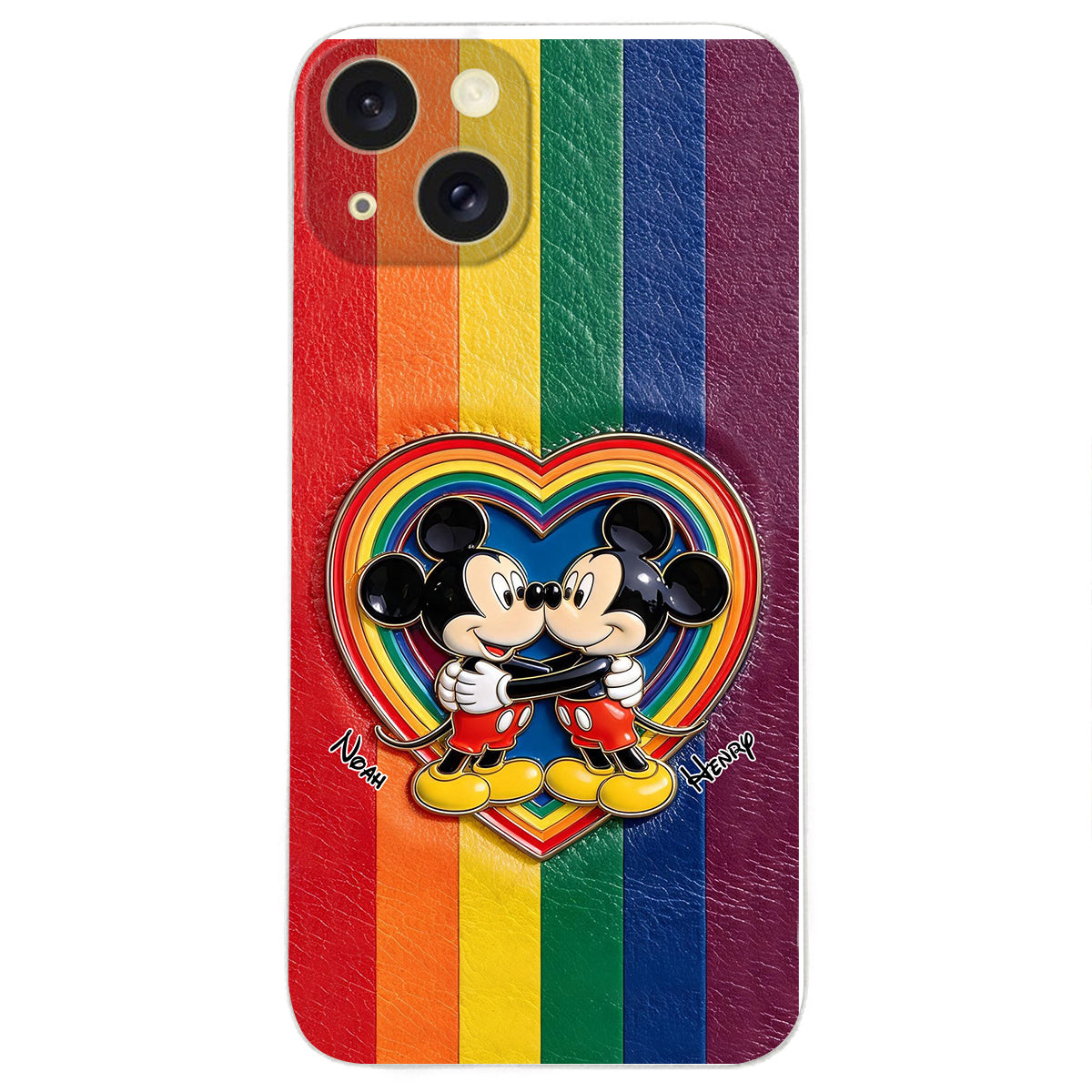 LGBT Cartoon Mouse, Pride Month - Personalized LGBT Support 3D Embossed Leather Phone Case